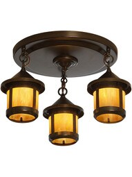 Berkeley Flush Mount 3 Light Fixture In Bronze Finish